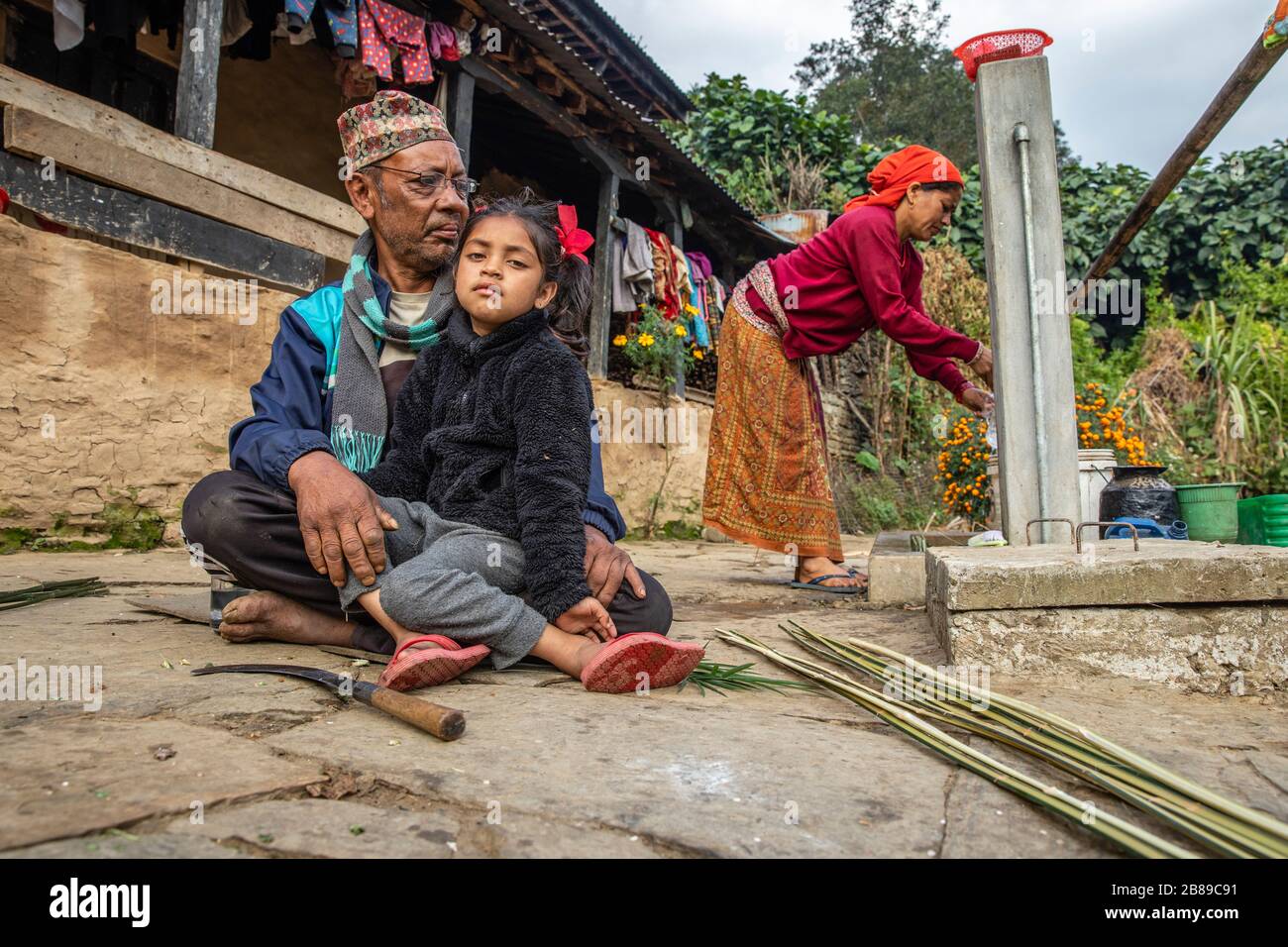 Ghandruk Dorf Familienleben, Nepal Stockfoto