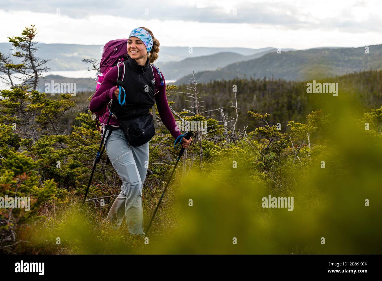 Wandererinnen Trekking Entlang Der Ostküste In Neufundland Stockfoto