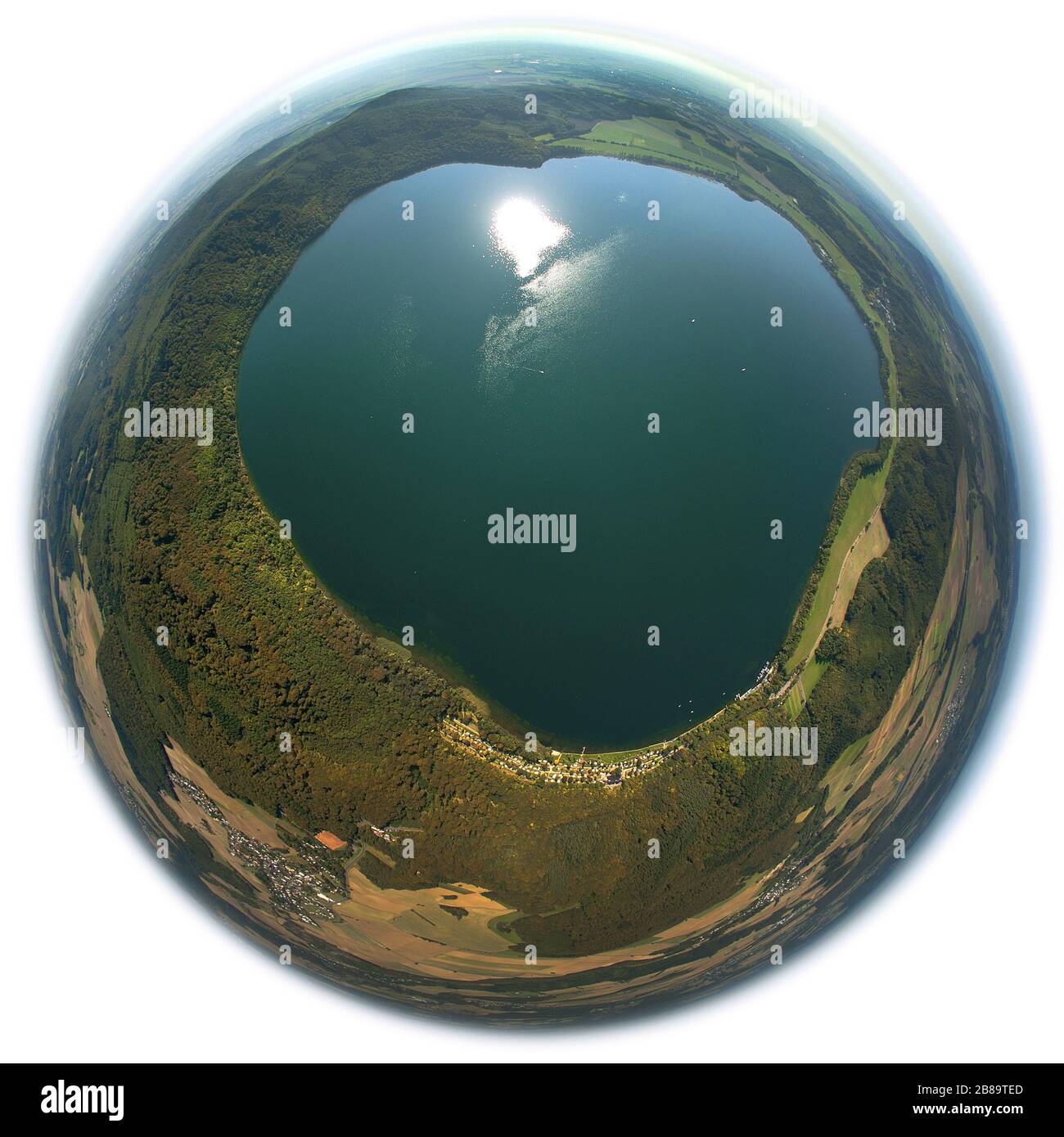 , Laacher See, 25.09.2011, Luftbild, Deutschland, Rheinland-Pfalz, Maria Laach Stockfoto