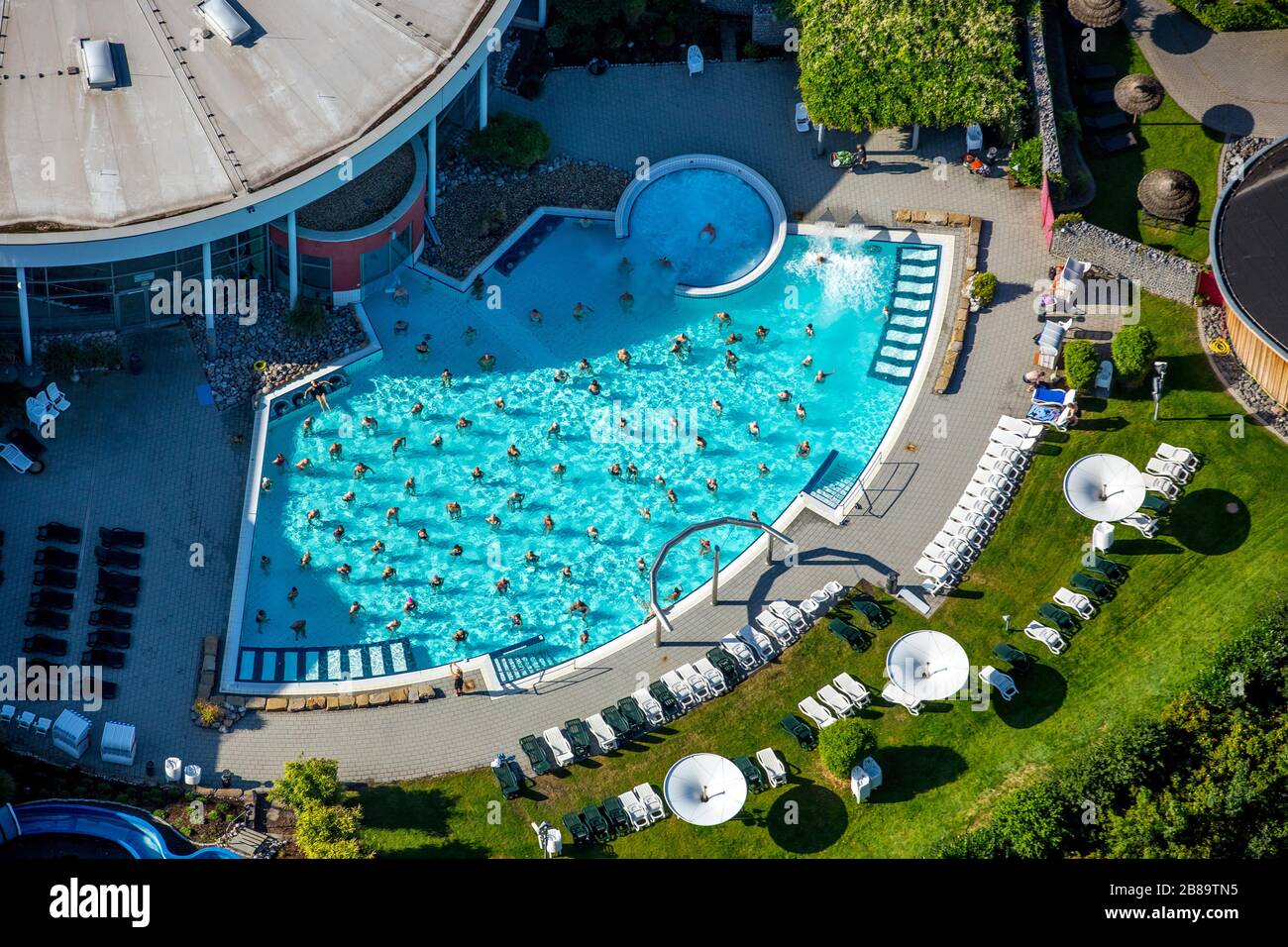 , Freizeitbad Maximare in Hamm, 05.08.2015, Luftbild, Deutschland, Nordrhein-Westfalen, Ruhrgebiet, Hamm Stockfoto