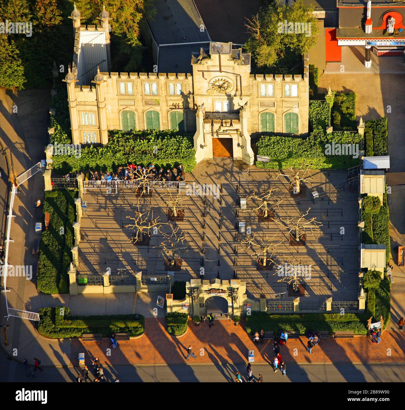 , Movie Park Deutschland in einem Bottrop-Kirchellen, Zeitfahrer, 09.05.2011, Luftbild, Deutschland, Nordrhein-Westfalen, Ruhrgebiet, Bottrop Stockfoto