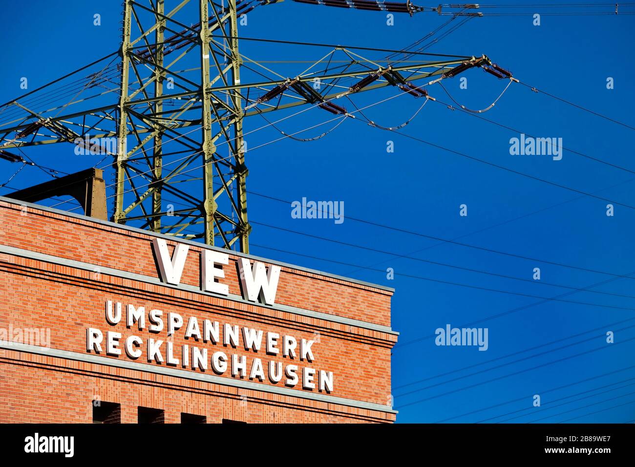 Transformatorenstation Recklinghausen, Route Industriekultur, Deutschland, Nordrhein-Westfalen, Ruhrgebiet, Recklinghausen Stockfoto