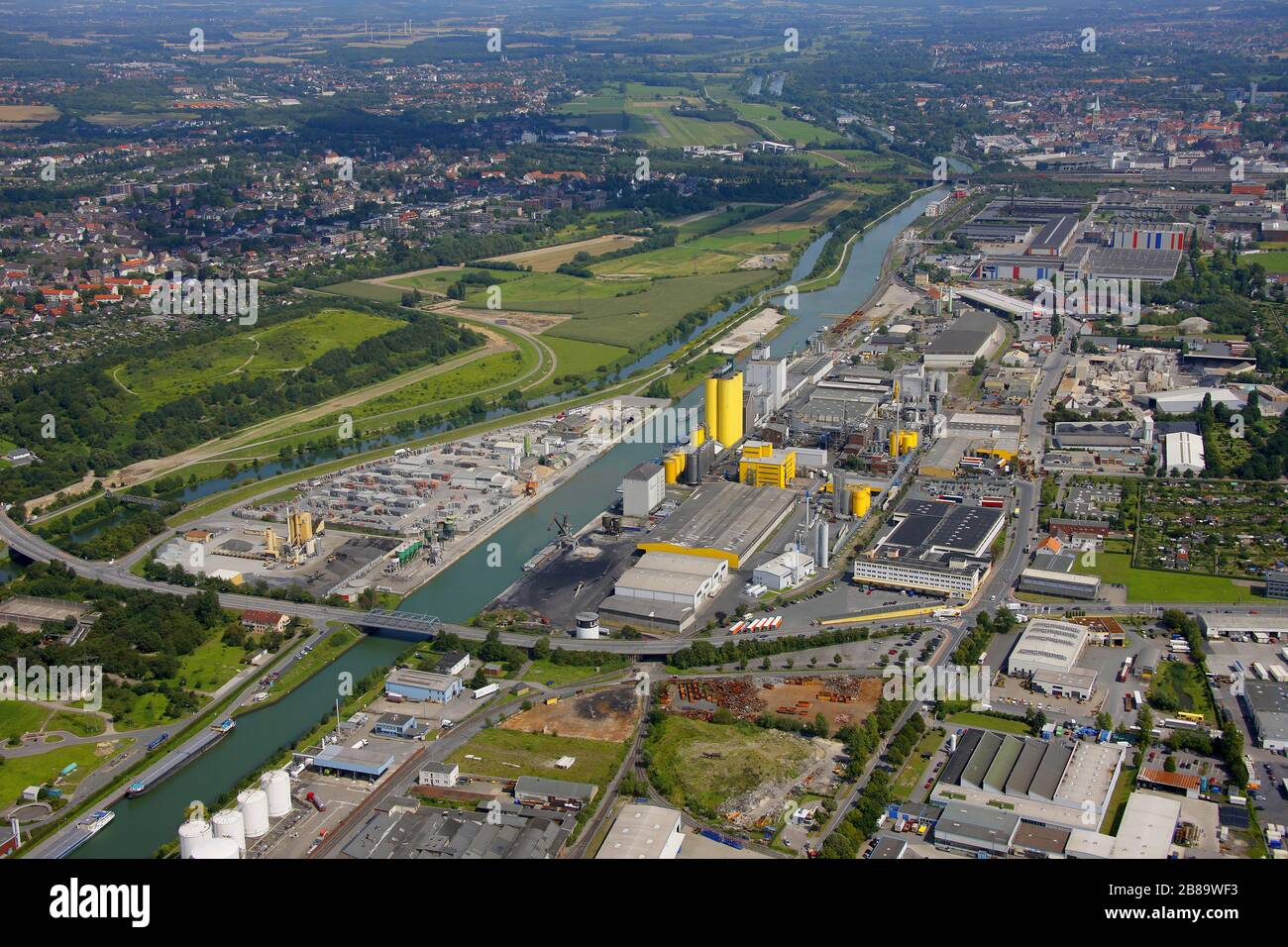 , Stadthafen Hamm und Datteln Hamm-Kanal, 19.07.2011, Luftbild, Deutschland, Nordrhein-Westfalen, Ruhrgebiet, Hamm Stockfoto