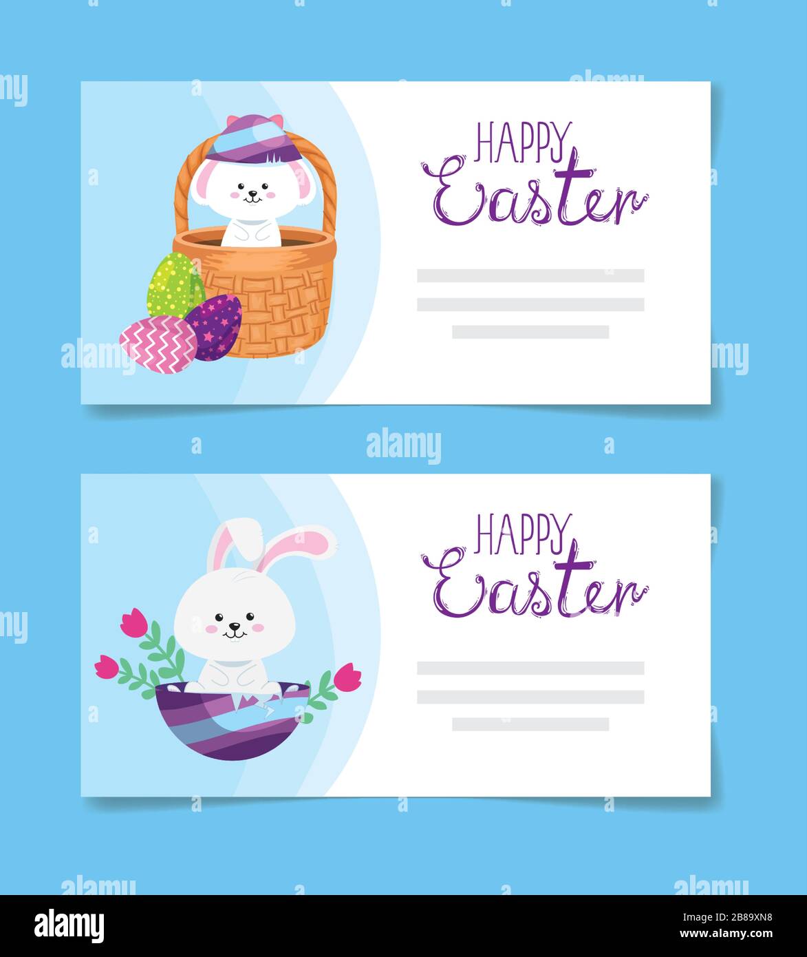 Karten von Happy easter mit Dekoration Stock Vektor