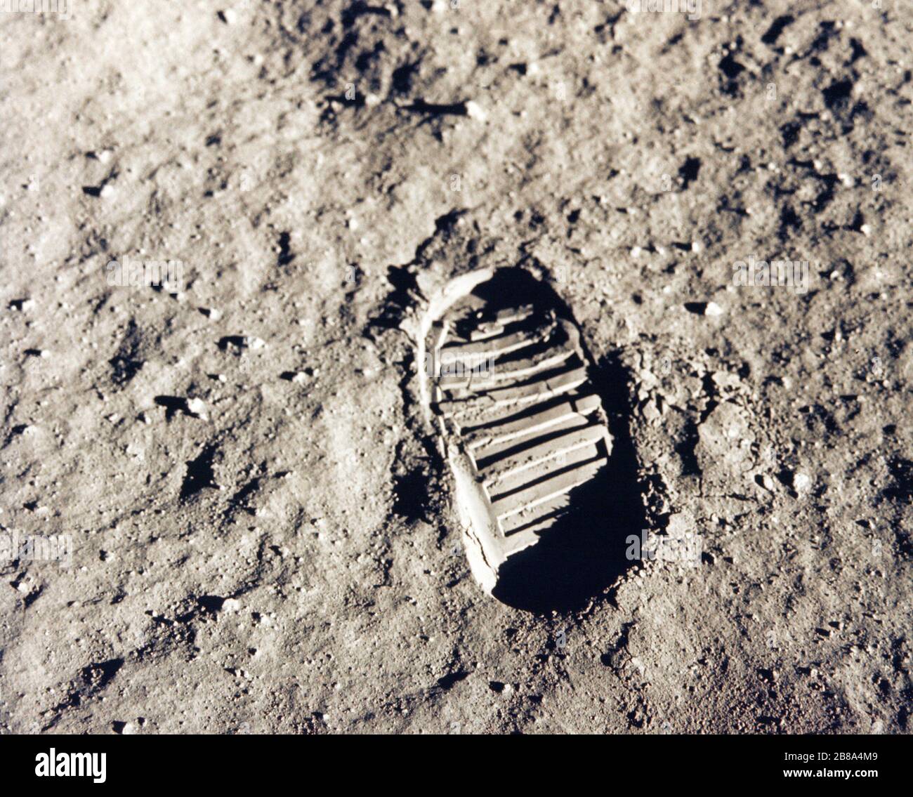 Bootdruck des Astronauten auf der Landungsmission des Mondes (Mond). Elemente dieses Bildes, das von der NASA eingerichtet wurde. Stockfoto