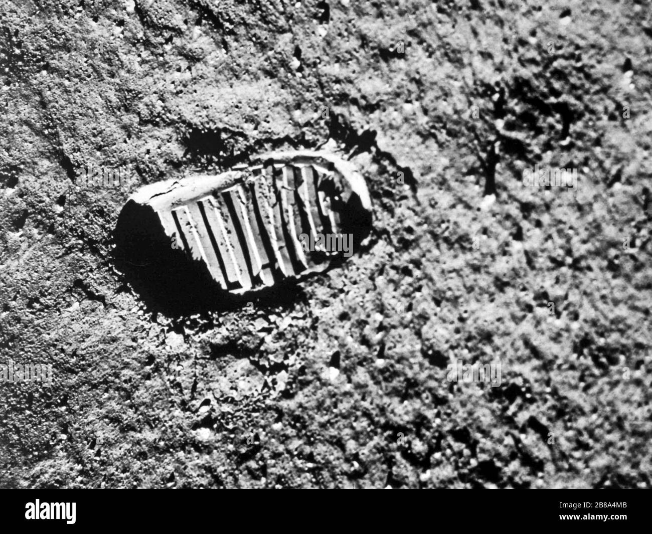 Bootdruck des Astronauten auf der Landungsmission des Mondes (Mond). Elemente dieses Bildes, das von der NASA eingerichtet wurde. Stockfoto