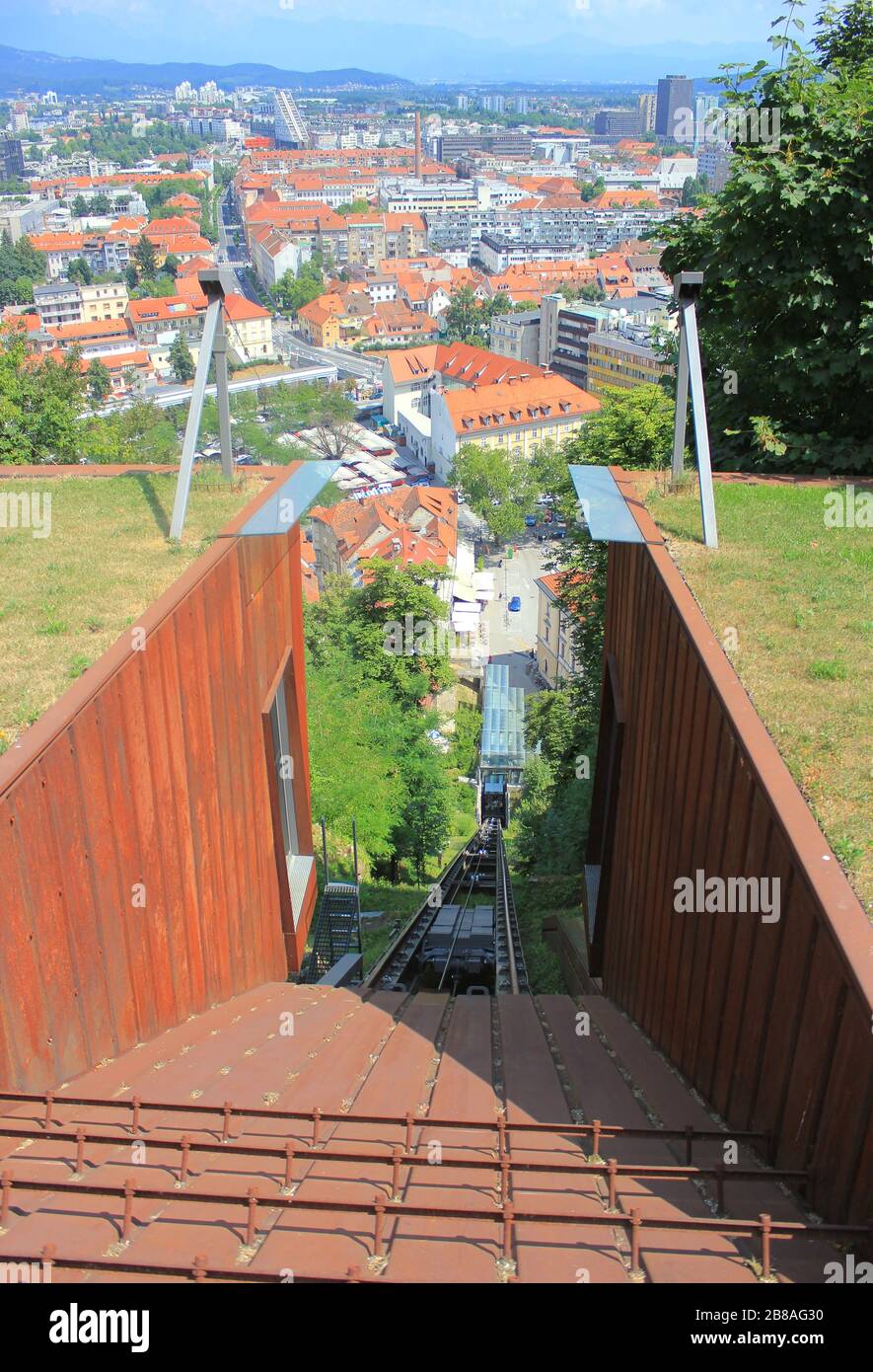 Standseilbahn zum Schloss Laibach, nach Laibach, Slowenien, Mitteleuropa Stockfoto