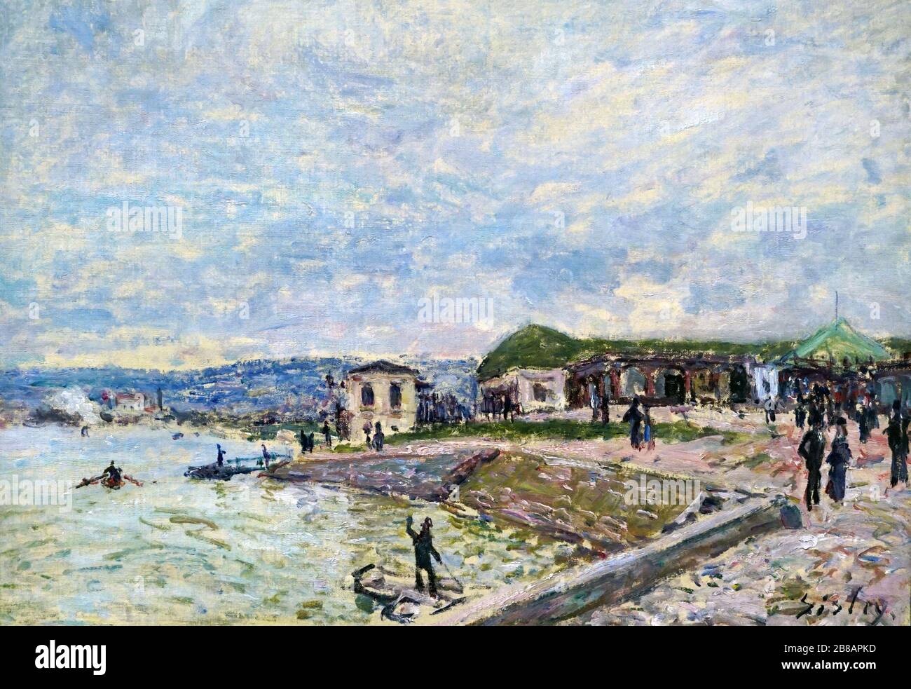 Die seine in Daybreak um 1878 von Alfred Sisley 1839-1899.Impressionist Landschaftsmaler in Frankreich geboren, aber mit einer britischen Staatsbürgerschaft. Stockfoto