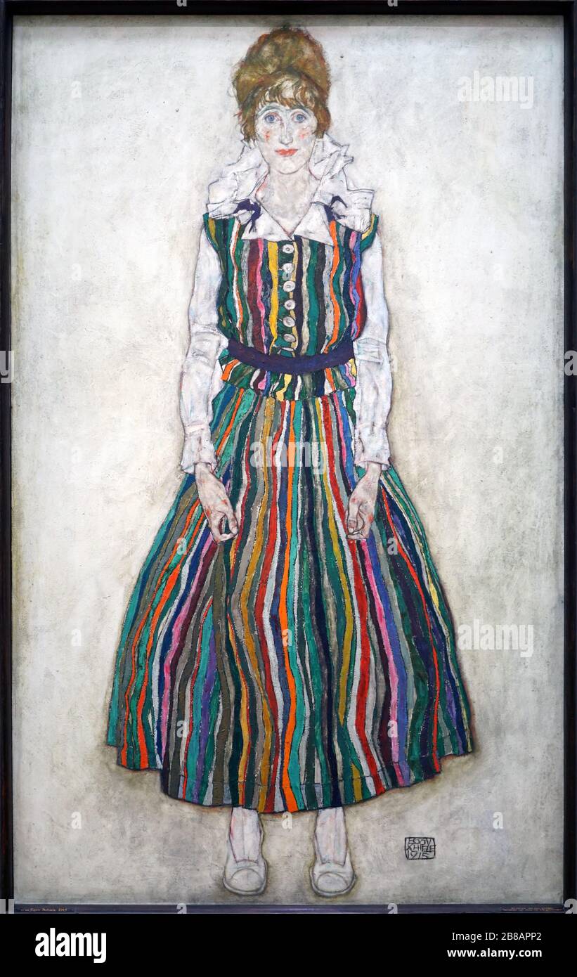 Porträt von Edith (Ehefrau des Künstlers) 1915 von Egon Schiele (1890–1918) österreichischer Maler. Stockfoto