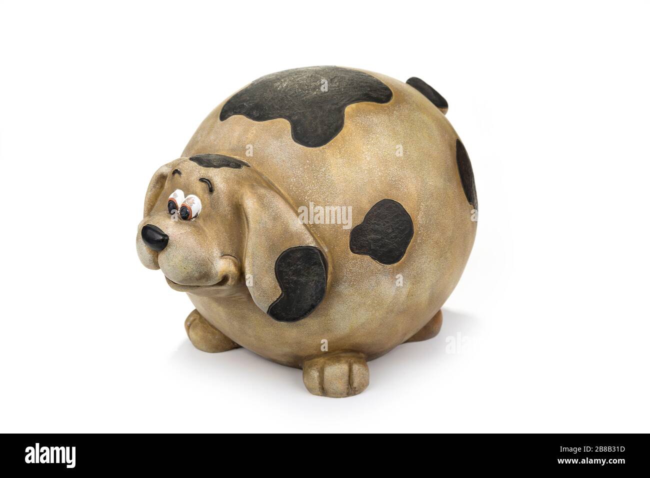 Fette Dekoration Keramikhund auf einem weißen Stockfoto