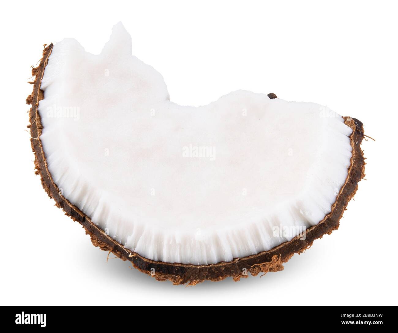 Schneiden Sie Kokosnuss isoliert auf weißem, Kokosnuss Beschneidungspfad Stockfoto