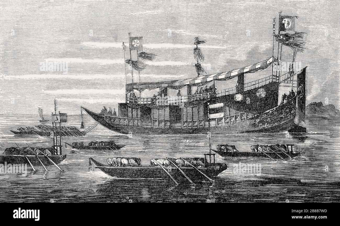 Das Jödelschiff des Xianfeng-Imperators, Kaiser der Qing-Dynastie, von 1857 Stockfoto