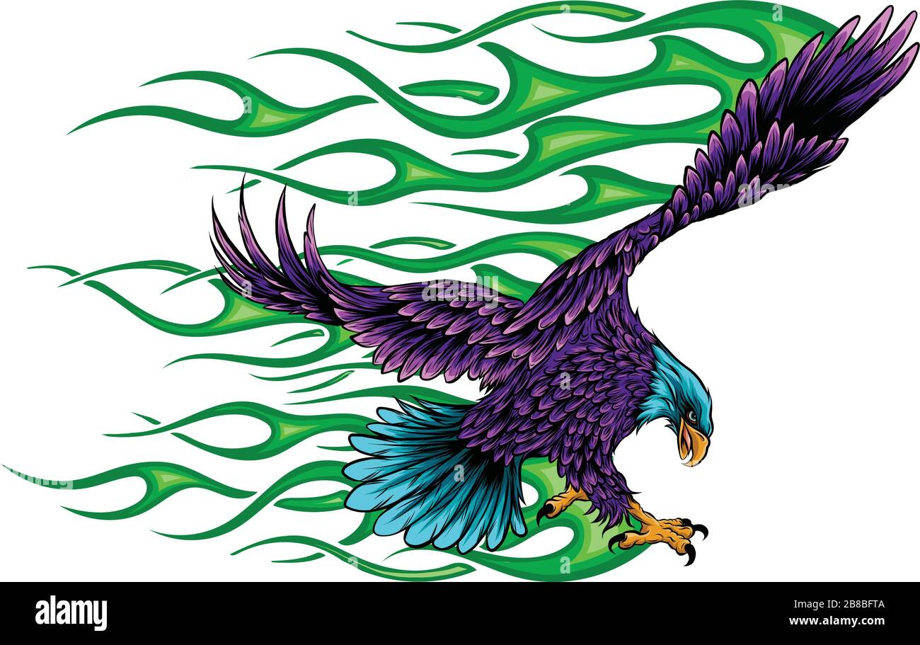 Flaming Eagle - Fahrzeuggrafik. Bereit zum Schneiden von Vinyl. . Stock Vektor