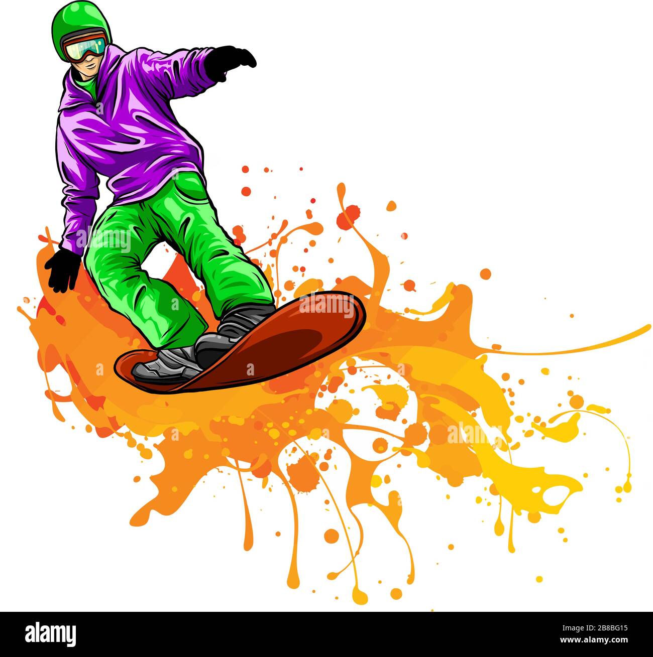 Sammlung von Snowboard- und Skifahrervektor-Illustration-Design Stock Vektor