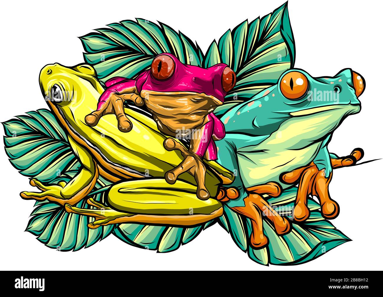 Verschiedene Designs von Frogs Cartoon Vector Illustration Stock Vektor