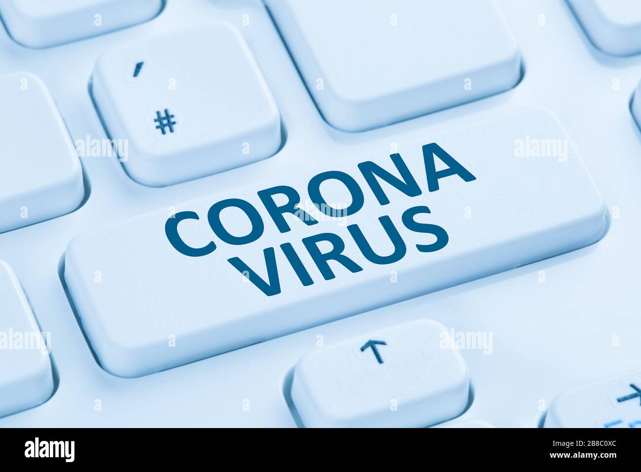 Coronavirus Corona Virus-Infektionskrankheit Krankheit Krankheit Computertastatur Internet Stockfoto