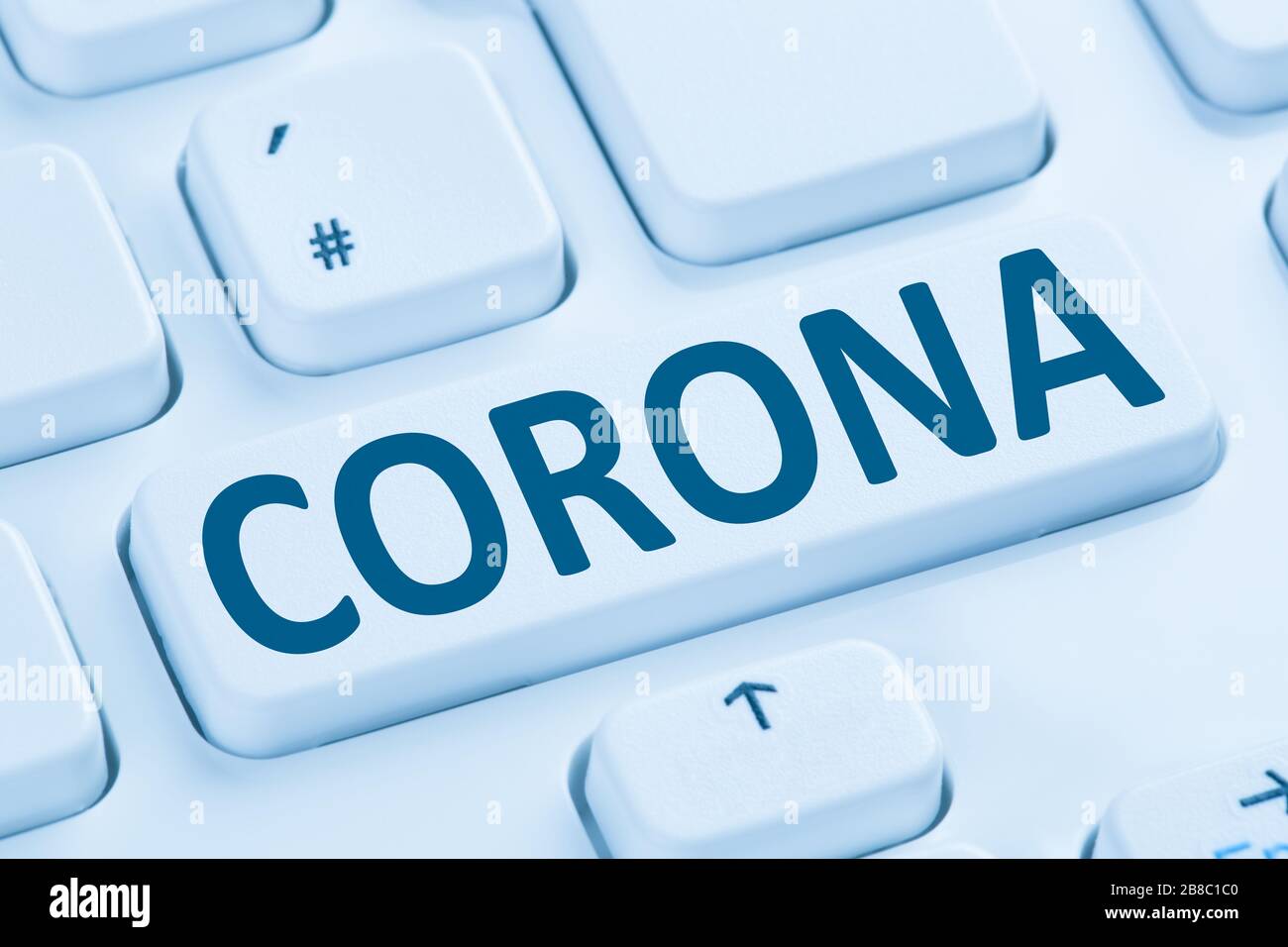 Corona-Virus Coronavirus Infektion Gesundheitskrankheit Krankheit Krankheit Computertastatur Internet Stockfoto