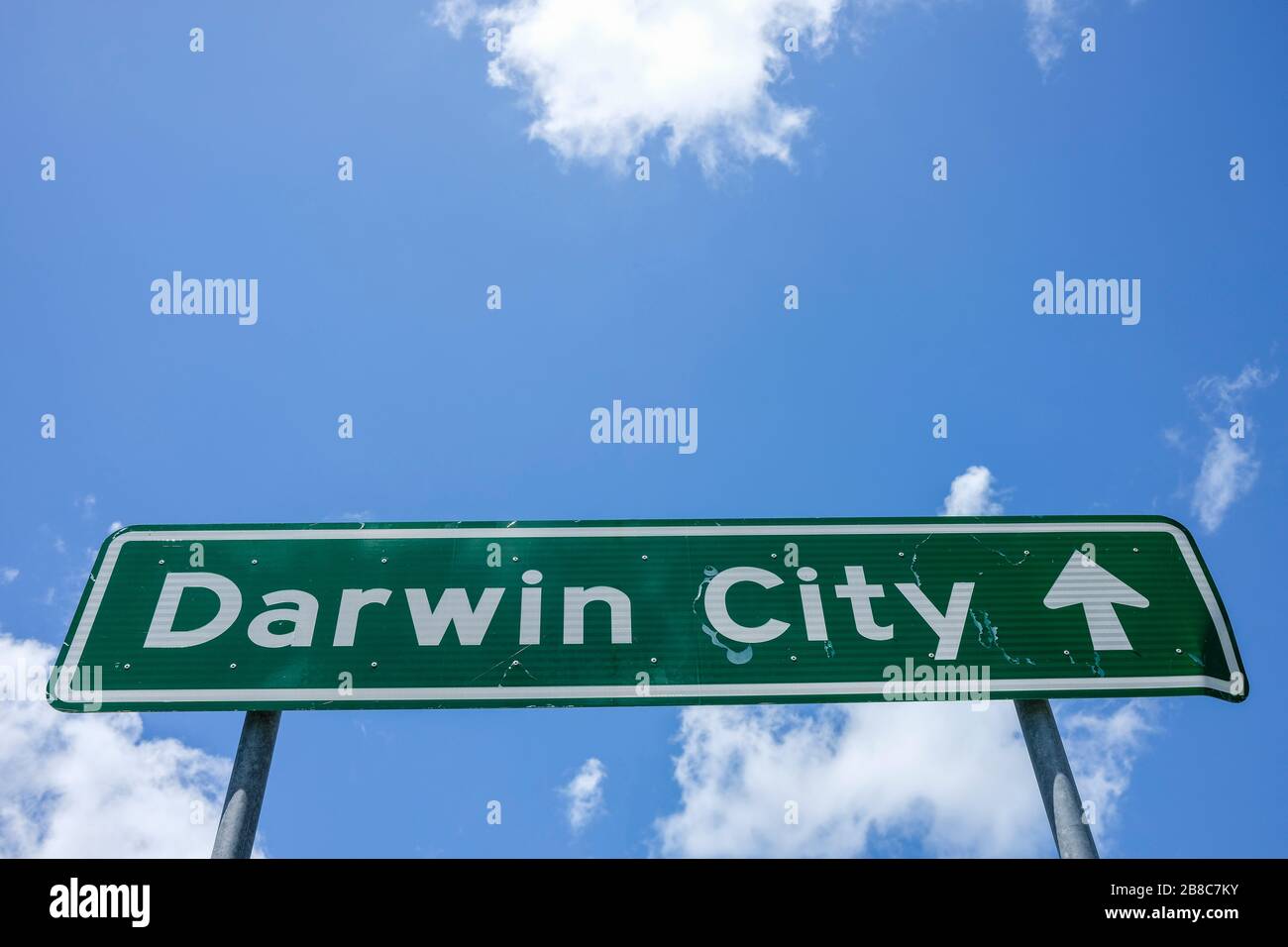 Wegweiser für Darwin City, im Northern Territory von Australien. Stockfoto