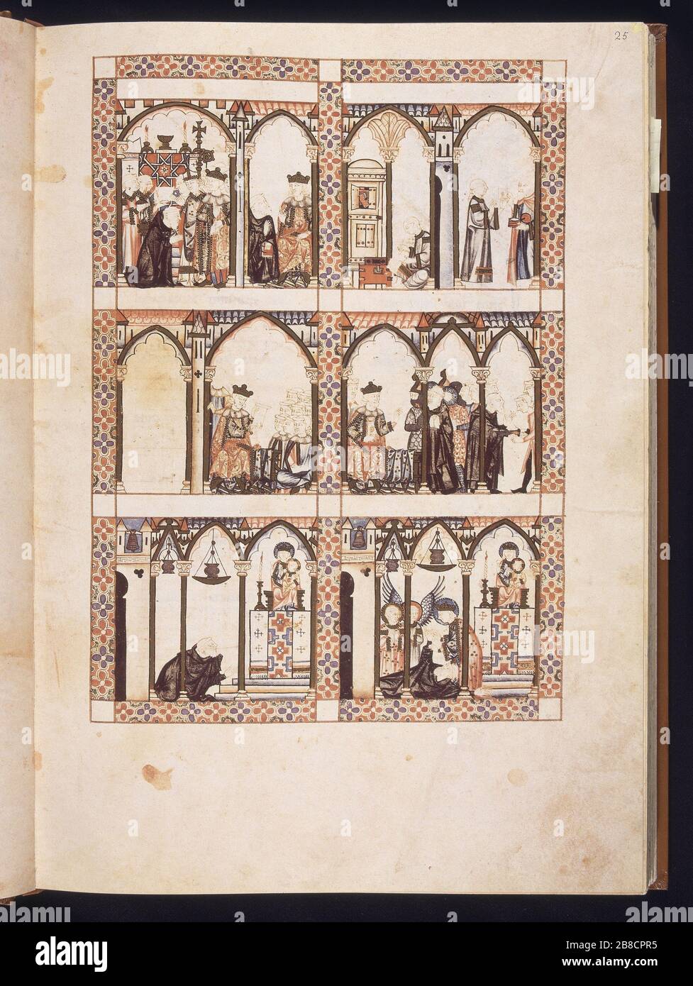 CANTIGA STA MARIA Nº265-F25R-VIRGEN CURA A S JUAN DAMASCENO MANO QUE LE CORTA EL EMPERADOR-S XIII Autor: Alfonso X. von Kastilien. ORT: COLECCIÓN NACIONAL. Florenz. ITALIEN. DAMASCENO JUAN. Mansur. LEON III. CONSTANTINO IV Stockfoto