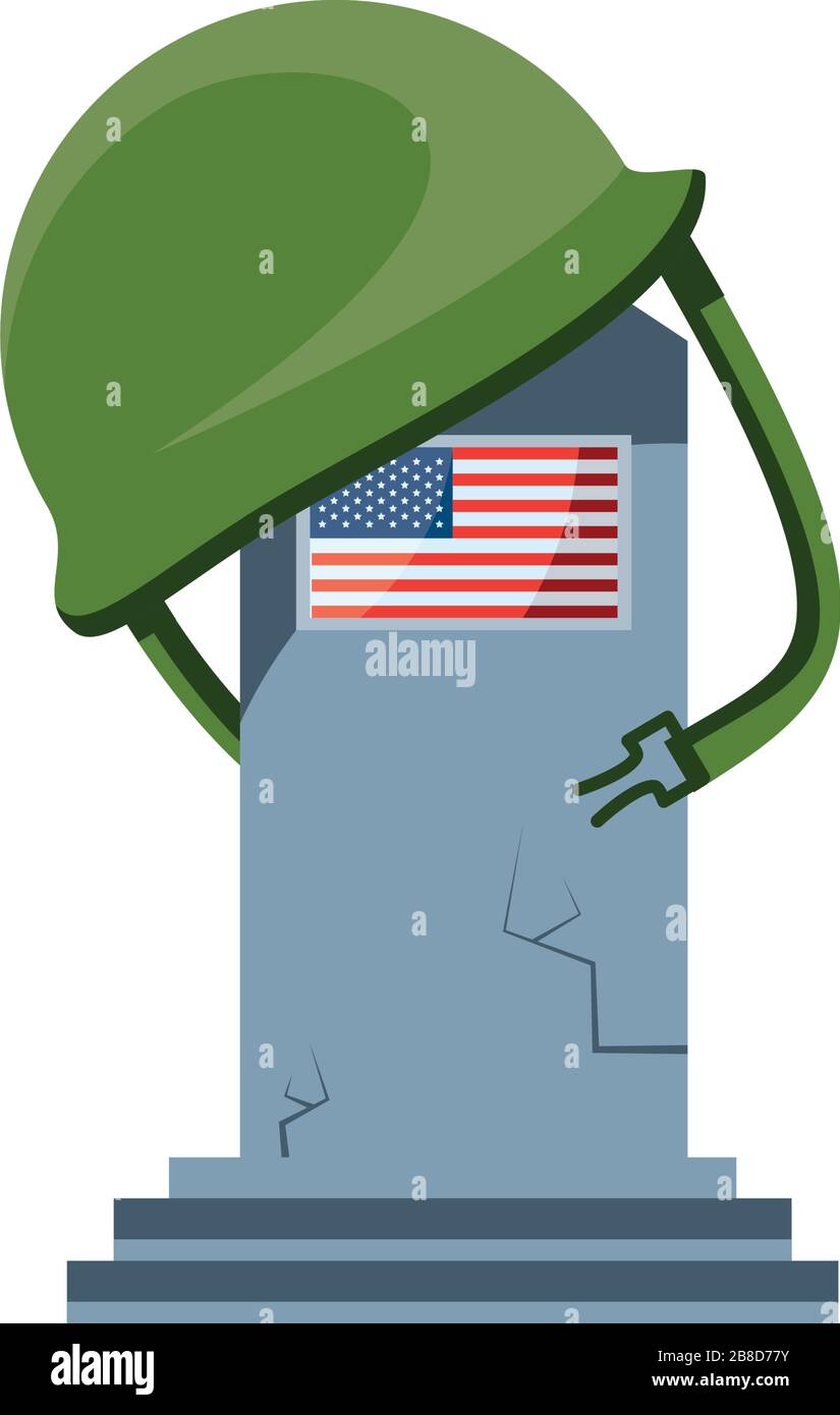 Gedenkstein mit USA-Flagge auf weißem Hintergrund Vektorgrafik-Design Stock Vektor