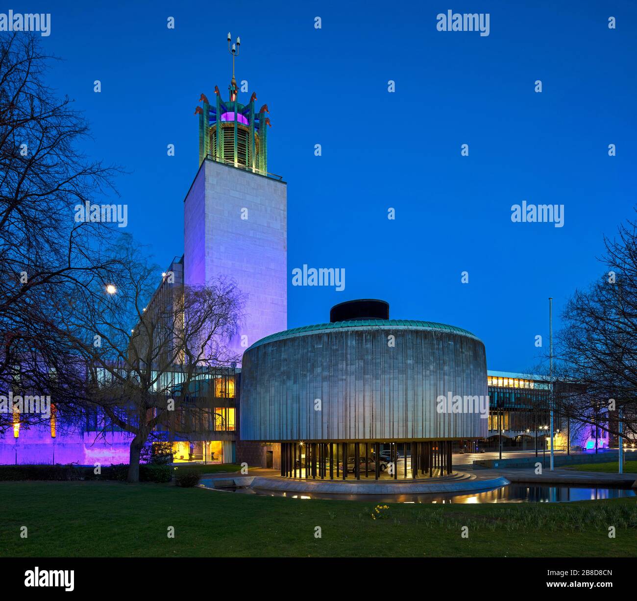 Außenansicht des Civic Center, Newcastle upon Tyne, Tyne and Wear, England, Großbritannien Stockfoto
