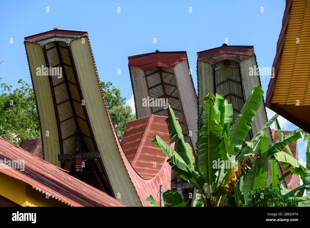 Tongkonan, ein Ahnerhaus in Tana Toraja, Sulawesi, Indonesien. Stockfoto