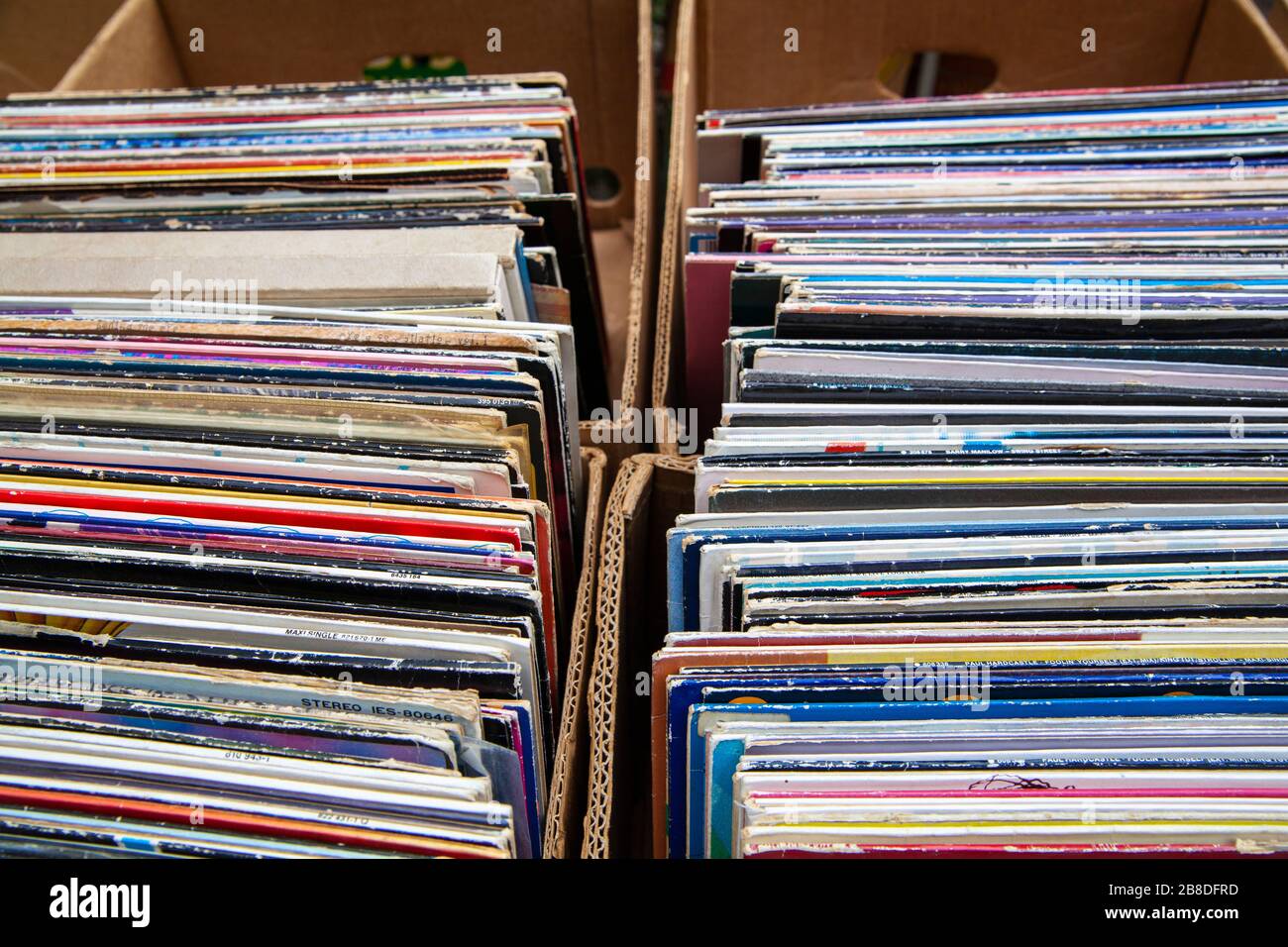 Berlin, Deutschland - 7. Juli 2019: Schallplatten zum Verkauf Stockfoto