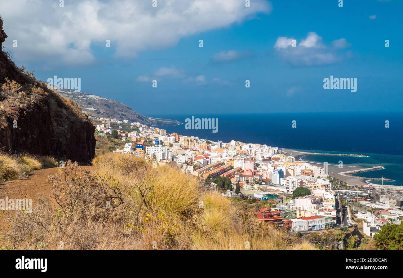Blick auf Santa Cruz de La Palma, die Hauptstadt der Insel La Palma, Kanarische Inseln, Spanien Stockfoto