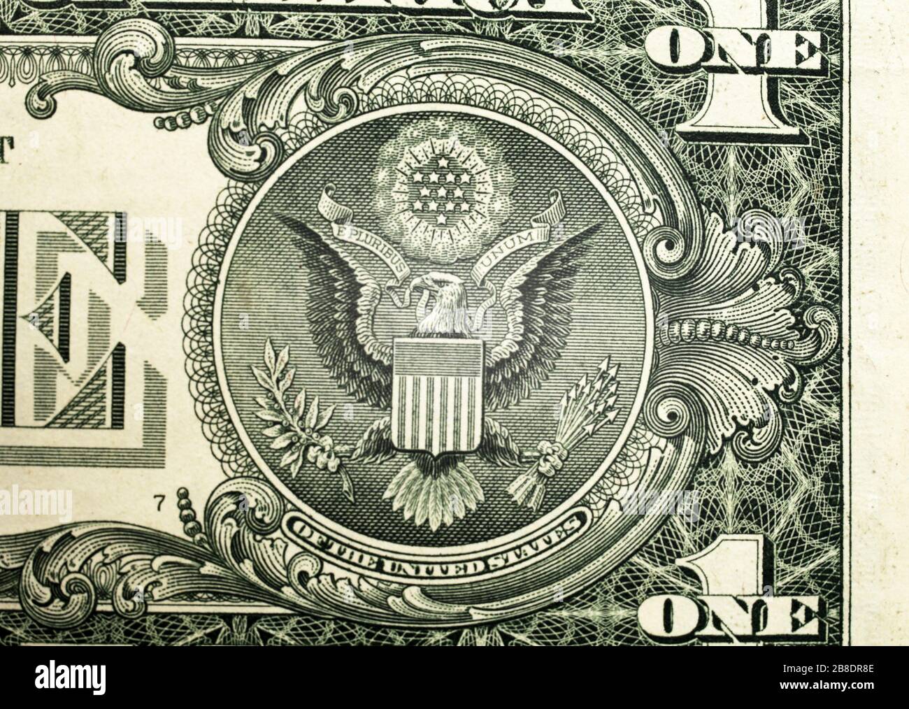 eagle auf einer Dollarrechnung, Hintergrund, Makro Stockfoto