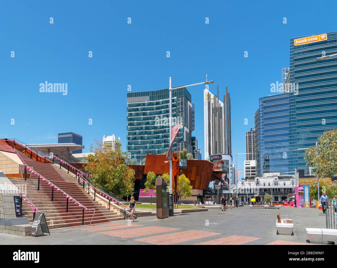 Skyline des Central Business District vom Yagan Square, Perth, Western Australia, Australien Stockfoto