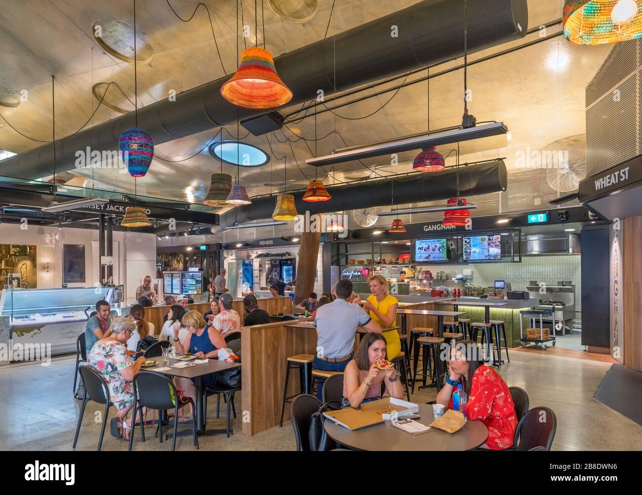 Food Court auf dem Yagan Square, Central Business District, Perth, Western Australia, Australien Stockfoto