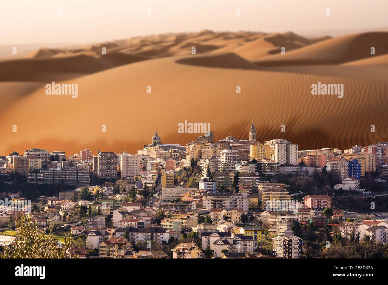Klimawandel: Wüstenbildung geht in europäische Städte Stockfoto