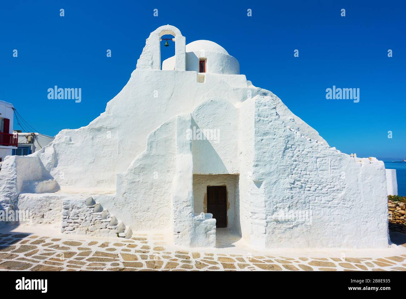 Kirche Panagia Paraportiani in Mykonos, Griechenland. Stockfoto