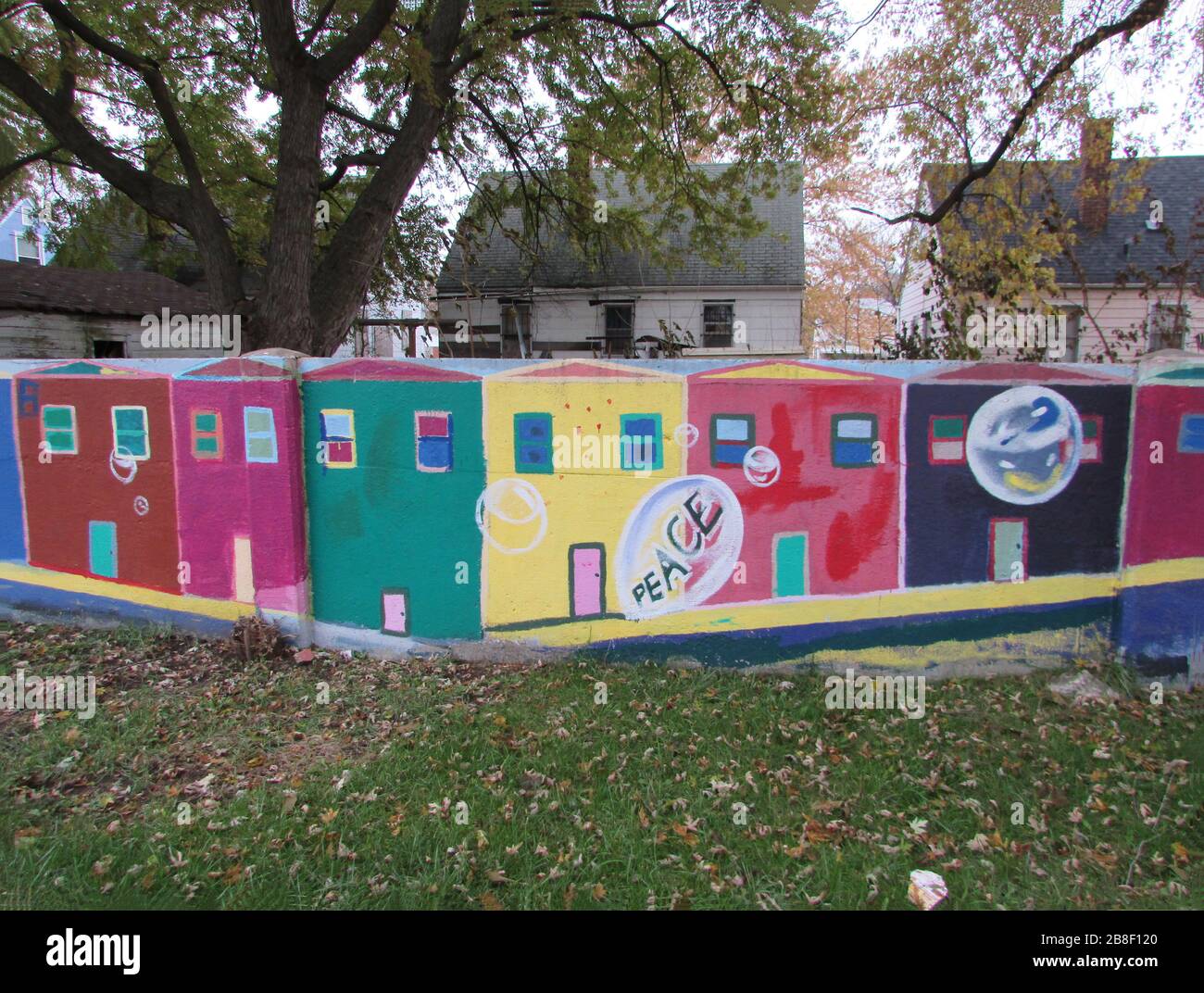 Peace Mural an der Eight Mile Road Wall in Detroit Stockfoto