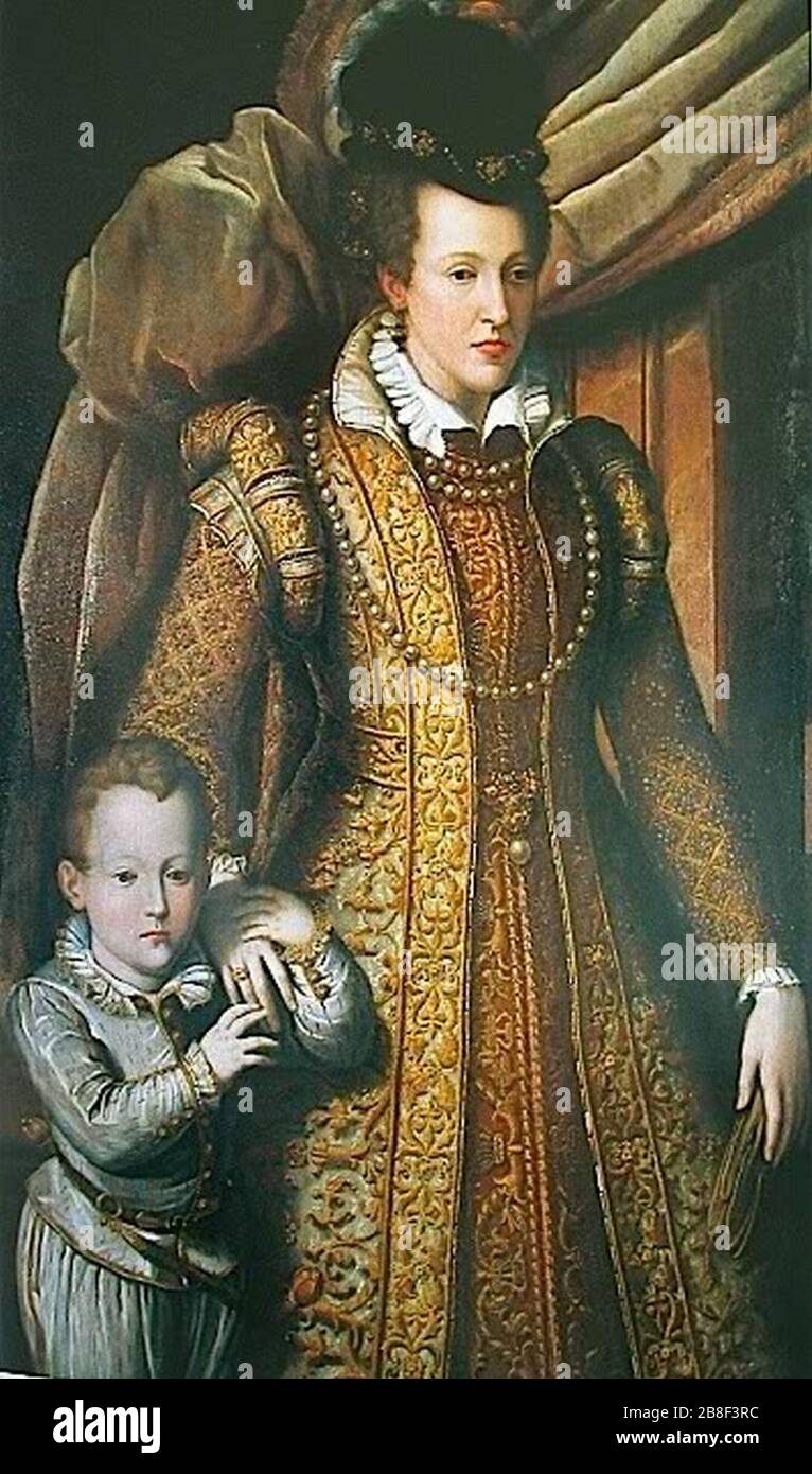 Giovanni Bizzelli Juana de Austria con su hijo Filippo 1586 Uffizien. Stockfoto