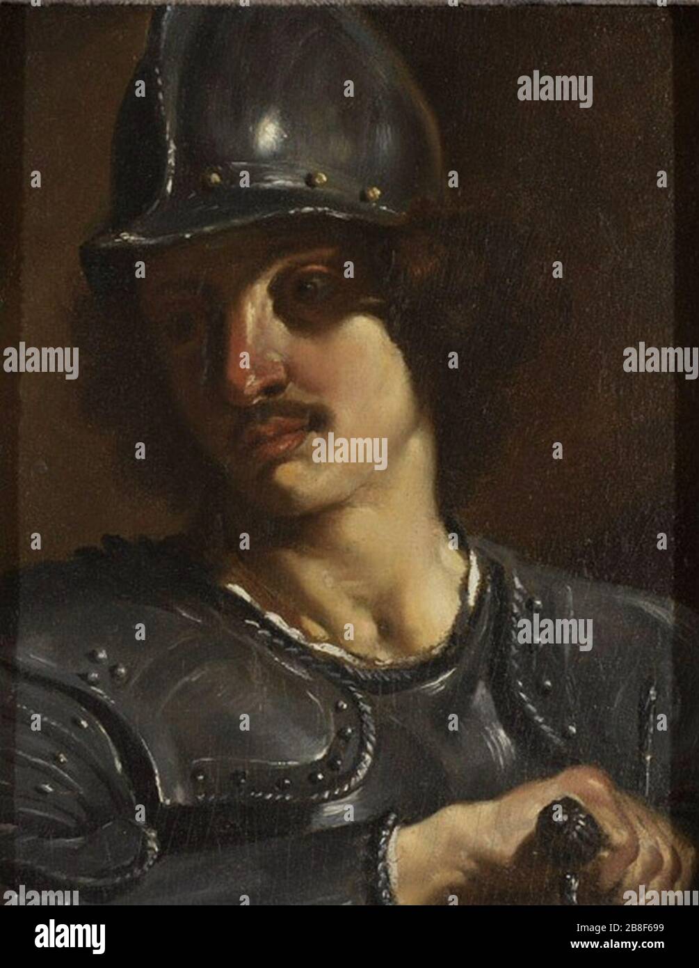 Giovanni Francesco Barbieri nannte Il Guercino - Büste eines Soldaten in der Rüstung Stockfoto