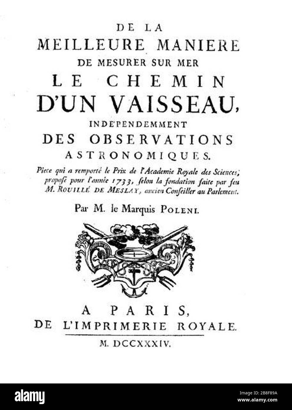 Giovanni Poleni de la meilleure maniere de mesurer sur mer le chem