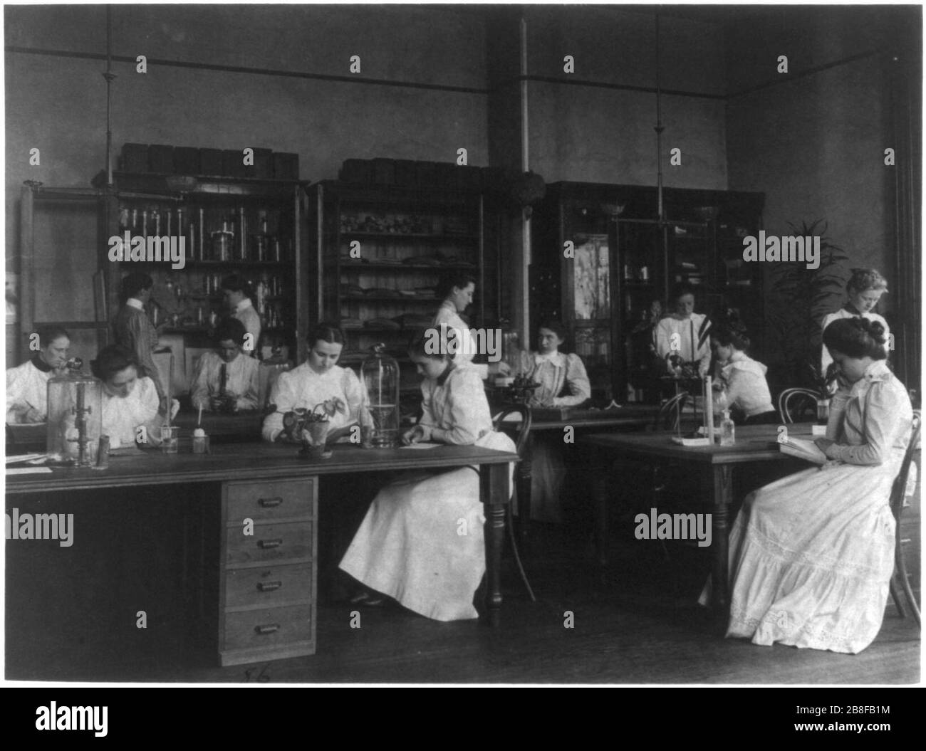 Mädchen in einem Wissenschaftslabor an der Eastern High School, Washington, D.C. Stockfoto