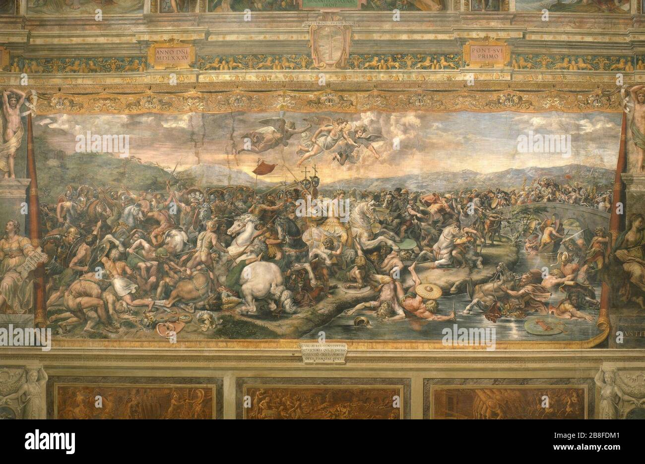 Giulio Romano - die Schlacht an der Mailänder Brücke. Stockfoto