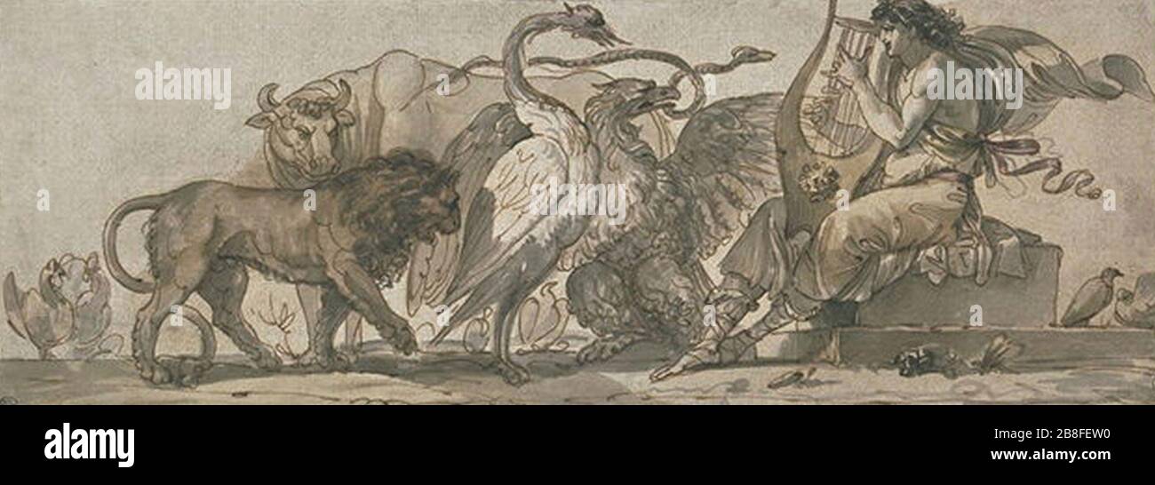 Giuseppe Cades Orpheus bezaubert die Tiere im Jahr 1780. Stockfoto