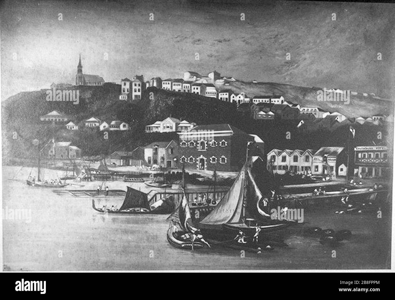 Glasplatte negativ von "Auckland Waterfront" (Auckland Libraries 4-508). Stockfoto