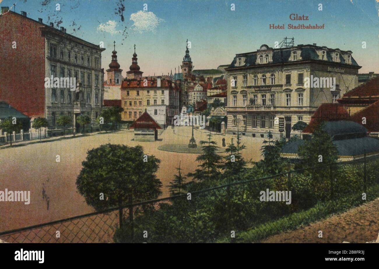 Glatz, Schlesien - Hotel Stadtbahnhof Stockfoto