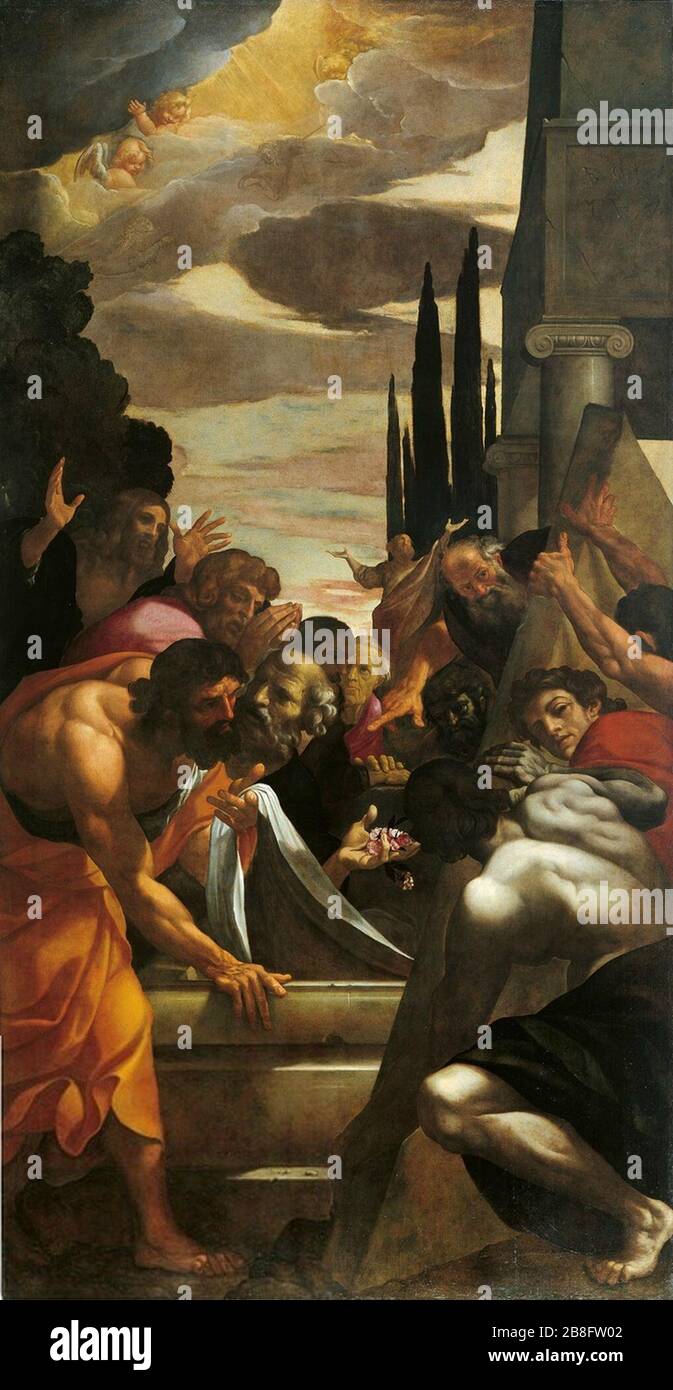 Gli Apostoli al sepolcro della Vergine - Ludovico Carracci. Stockfoto