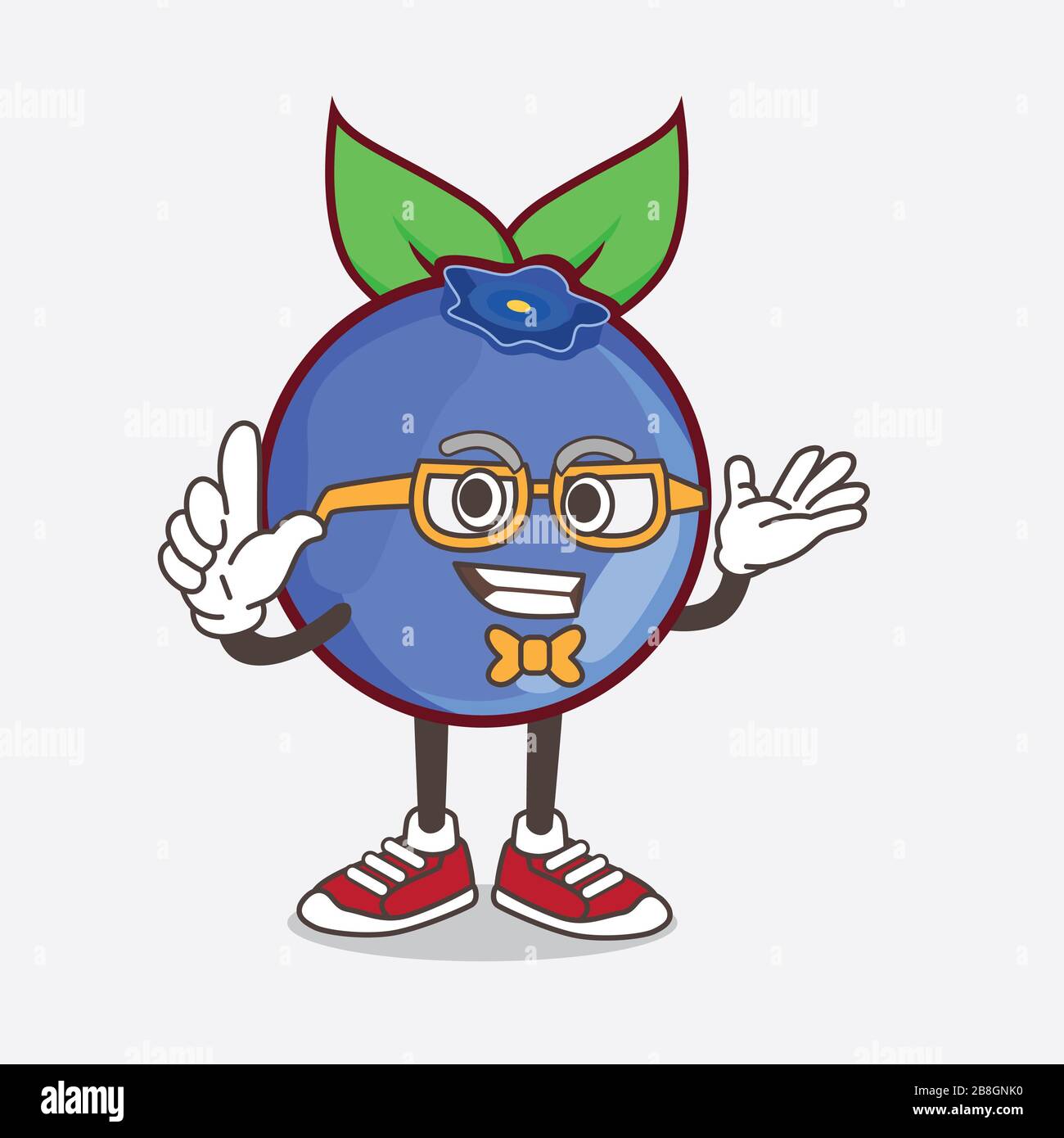 Eine Illustration des Maskottchens Blueberry Fruit im Geek-Stil Stockfoto