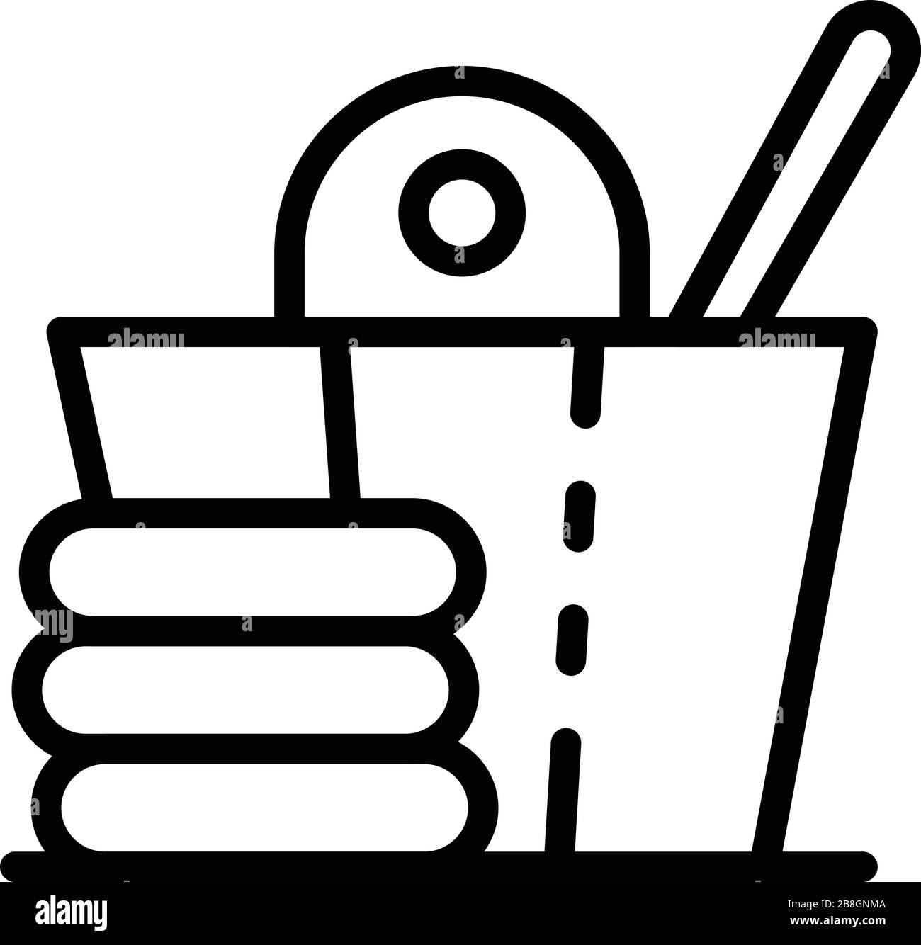 Badeimer und Steinsymbol, Outline-Stil Stock Vektor