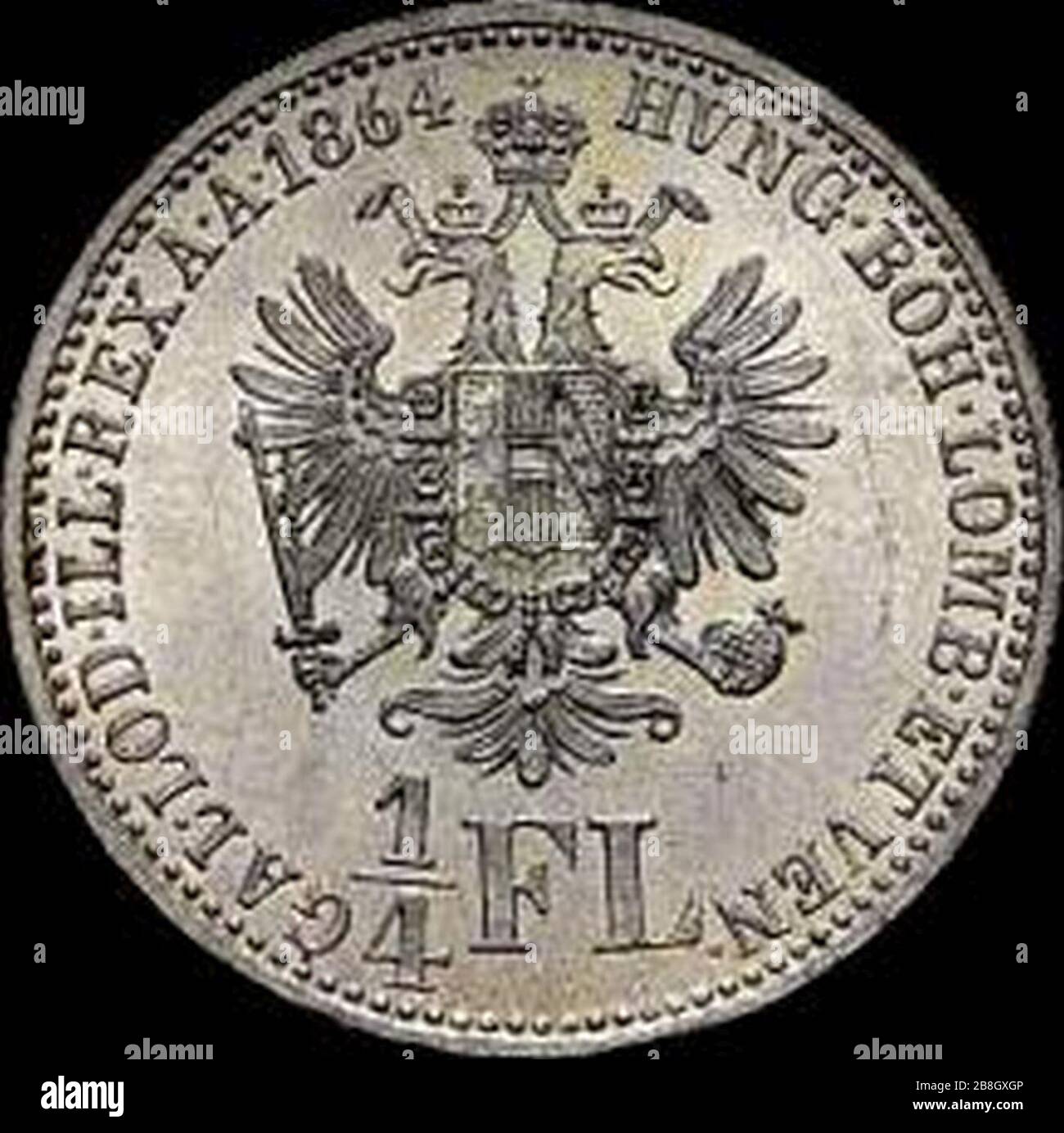 GOW 1per4 Gulden 1864 EIN Reverse. Stockfoto