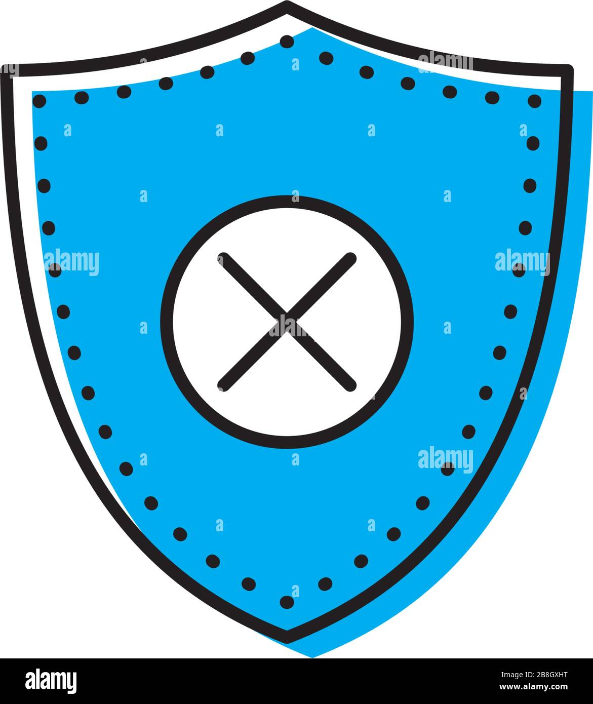 Vektorsymbol für blockierte Sicherheitsabschirmung auf weißem Hintergrund isoliert Stock Vektor