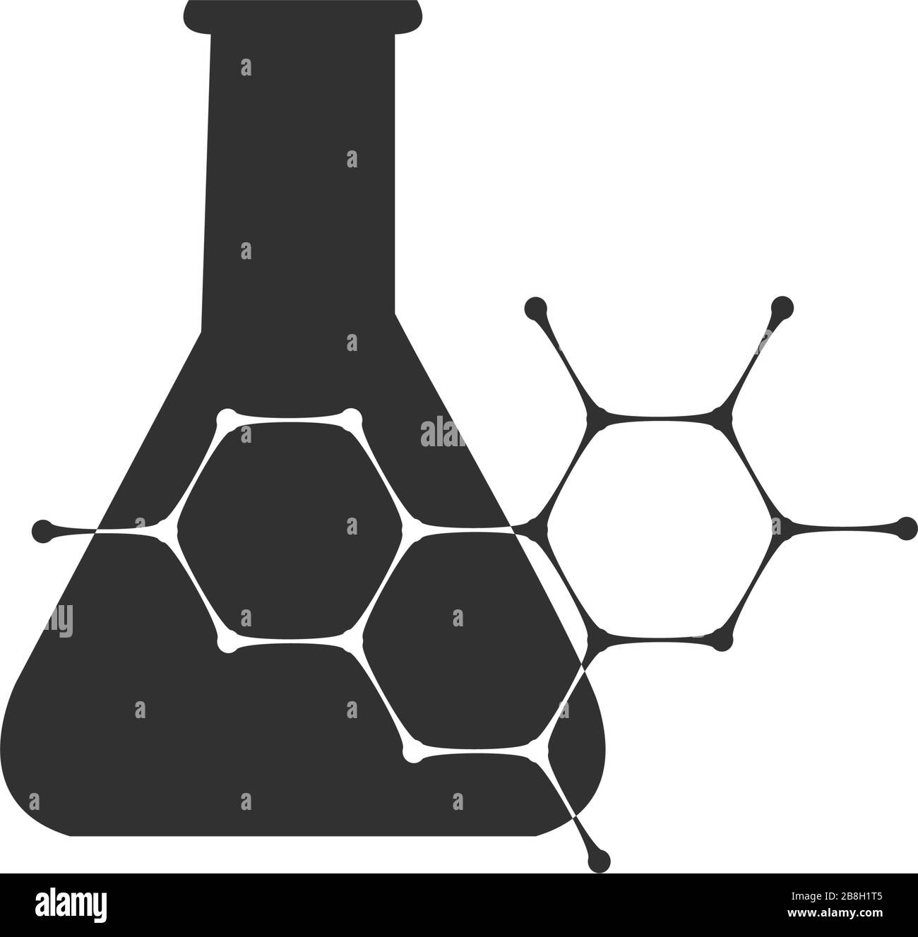 Laborchemikalien, Reagenzglassymbol, Symbol für Laborkolben. Darstellung des Stock-Vektors auf weißem Hintergrund isoliert. Stock Vektor