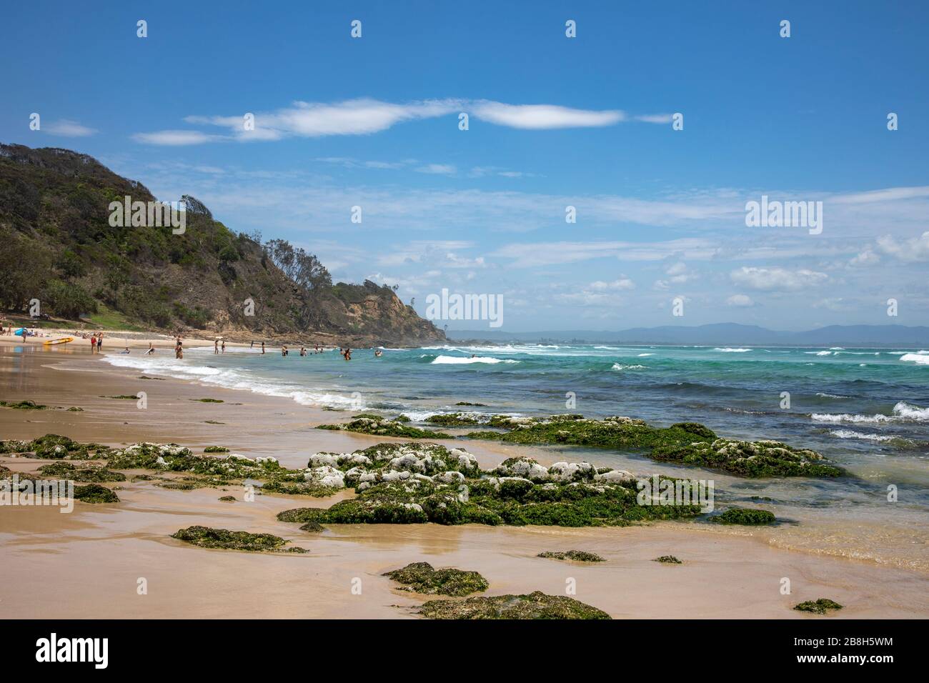 Byron Bay Wategos Beach an der Ostküste von New South Wales, Sommertag, Australien Stockfoto