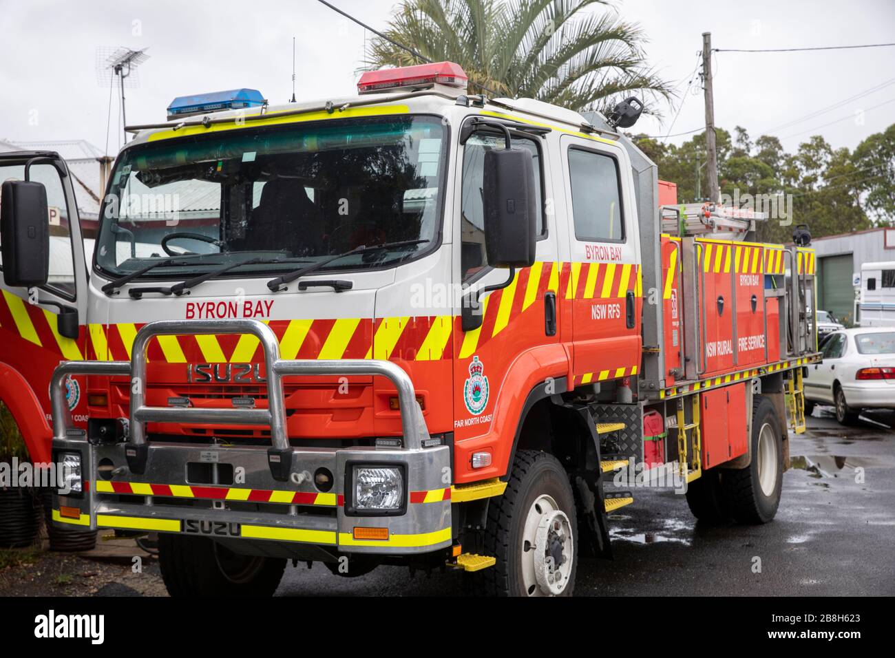 Australischer Feuerwehr-Feuerwehrwagen in Byron Bay, Australien Stockfoto